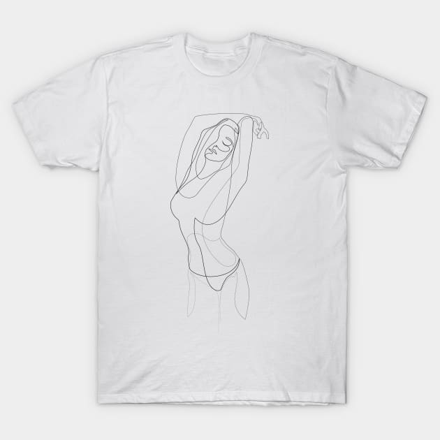 MV - single line woman's figure drawing T-Shirt by addillum